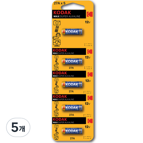 코닥 MAX 27A(MN27) 12V 알카라인 특수건전지, 5개, 5개입