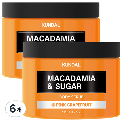쿤달 슈가 바디 스크럽 핑크그레이프프룻향, 550g, 6개