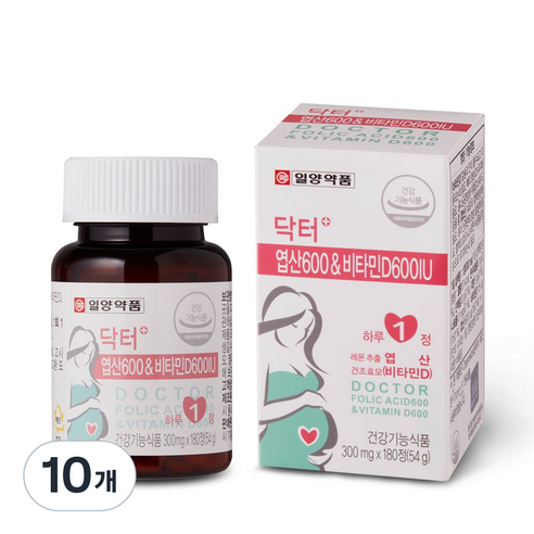 일양약품 닥터플러스 엽산 600 앤 비타민D600, 10개, 54g