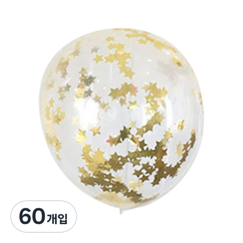파티팡 컨페티벌룬 30cm, 골드스타, 60개입