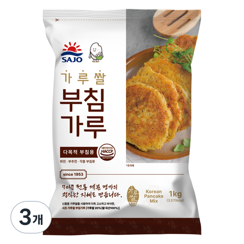 사조동아원 가루쌀 부침가루, 1kg, 3개