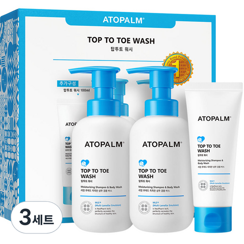 아토팜 탑투토 워시 300ml x 2p + 100ml 세트, 3세트