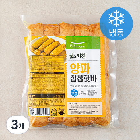 풀스키친 양파 찹찹핫바 10개입 (냉동), 500g, 3개