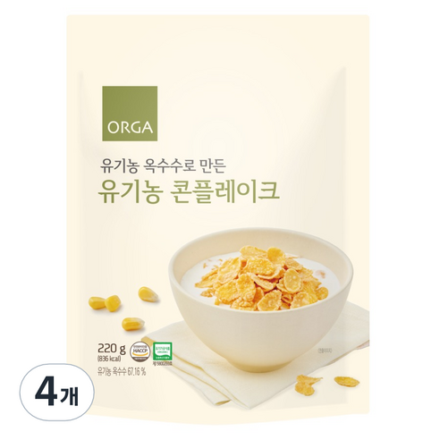 올가홀푸드 유기농 콘플레이크 시리얼, 220g, 4개