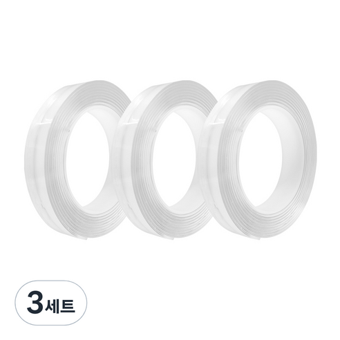 네츄럴파크 매직 스타 겔 초강력 양면테이프 2mm x 20mm x 3m 3p + 1mm x 15mm x 3m, 투명, 3세트
