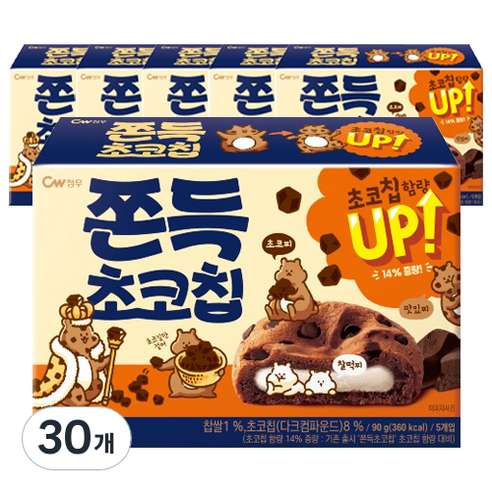 청우식품 쫀득 초코칩 5p, 90g, 30개