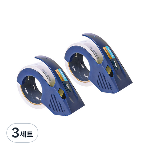 델리 무소음 안전칼날 테이프 커터기 2p + 박스테이프 48mmx40m 2p, 투명, 3세트