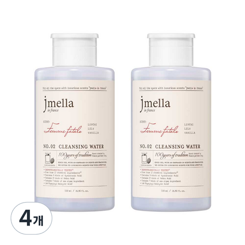 제이멜라 인 프랑스 팜므파탈 클렌징 워터, 500ml, 4개