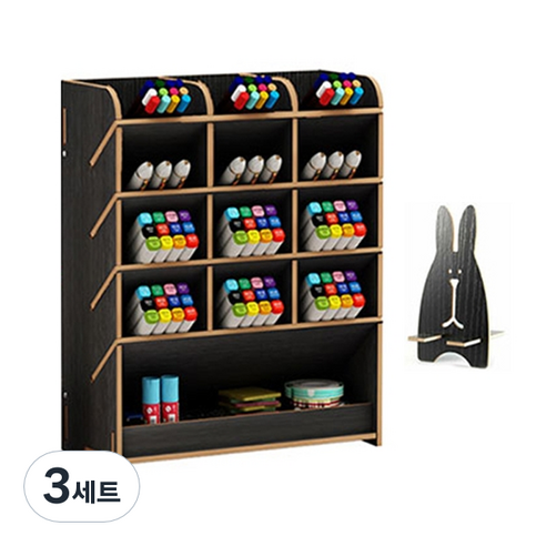 아토바스켓 DIY 멀티꽂이함 일반형 + 핸드폰거치대, 블랙, 3세트