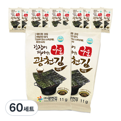 광천김 구운파래 도시락김 5g + 간장소스 6g, 60세트