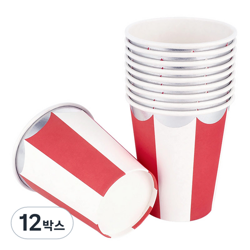 스트라이프 파티컵 레드 240ml, 12개