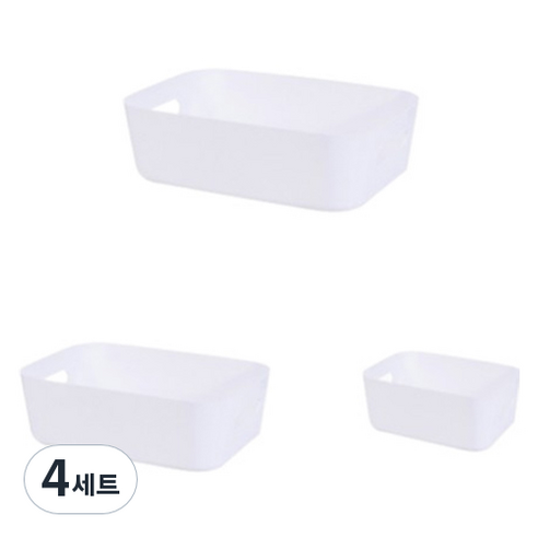 피피홈리빙 다용도 수납박스 펜트리 정리함 3종 세트, 화이트, 4세트