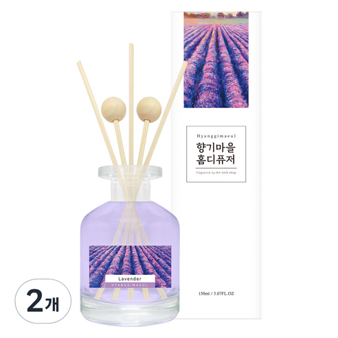 향기마을 실내용 홈 디퓨저 150ml, 라벤더, 2개