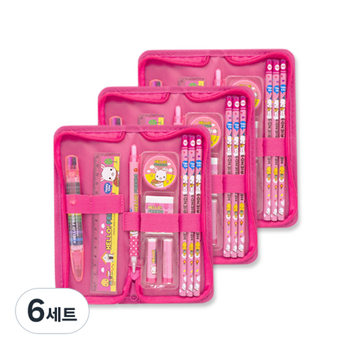 미소로 4000 지퍼케이스 문구세트, 핑크, 6세트