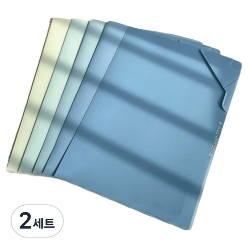 갠지라이프 그라데이션 대용량 L자 파일 5종 세트, 블루, 2세트