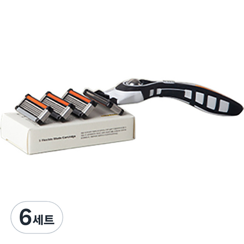 레이지소사이어티 면도기 세트, 면도 핸들 + 5중날 카트리지 4p, 6세트