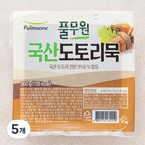 풀무원 국산 도토리묵, 300g, 1개입, 5개