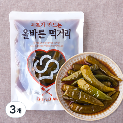 셰프애찬 청양고추 장아찌 새콤달콤, 600g, 3개