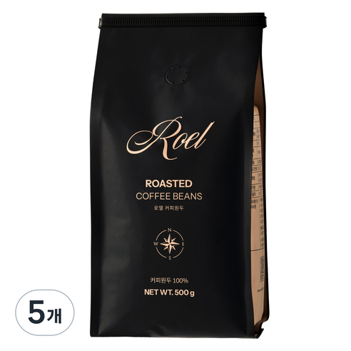 로엘 에티오피아 커피 원두, 5개, 500g, 홀빈(분쇄안함)