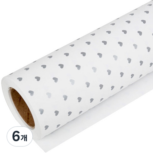 솔로몬샵 포인트하트 종이롤 포장지 대, 은색, 6개