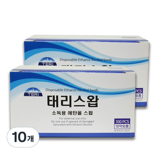 태리스왑 소독용 에탄올 알콜솜, 100개입, 10개
