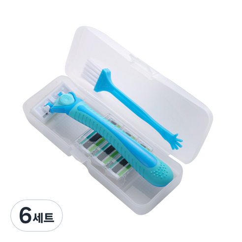 라젠다 여성용 면도기 날포함 블루 + 청소솔 랜덤발송 세트, 6세트