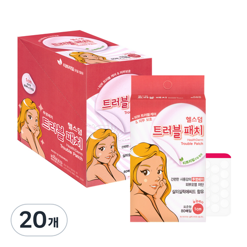 헬스덤 티트리 트러블 패치 투명, 80매입, 20개