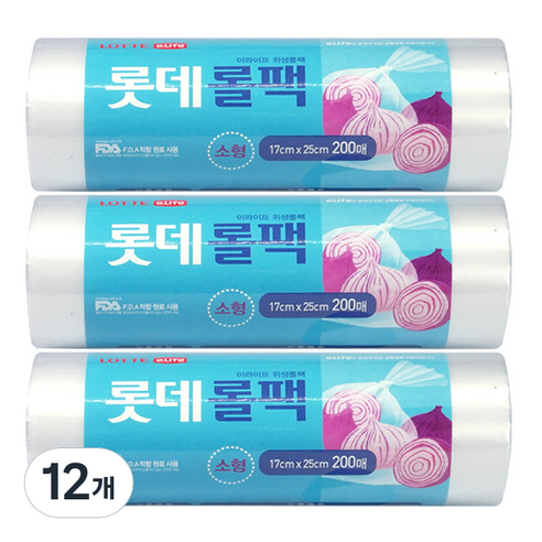 롯데이라이프 위생롤팩 17 x 25cm, 200개입, 12개