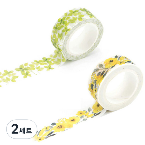 라이프포인트 내츄럴 일러스트 마스킹 테이프 01황매화 세트, 01황매화, 19신록, 2세트