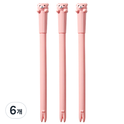 큐티베어 젤펜 0.5mm, 핑크, 6개