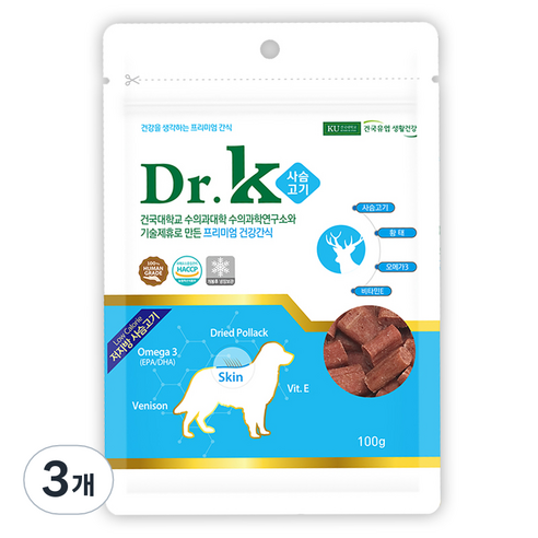 닥터케이 프리미엄 건강간식, 사슴고기, 100g, 3개