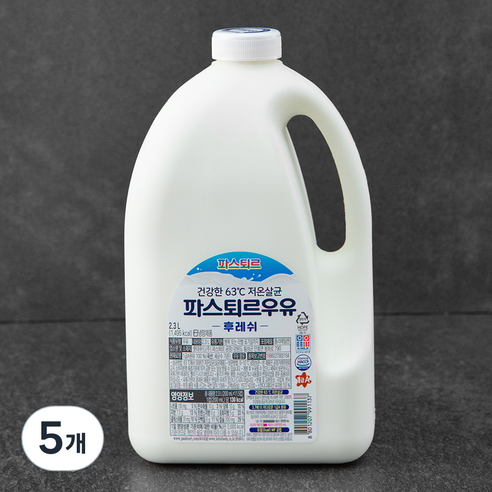 파스퇴르 건강한 저온살균 우유 후레쉬, 2.3L, 5개