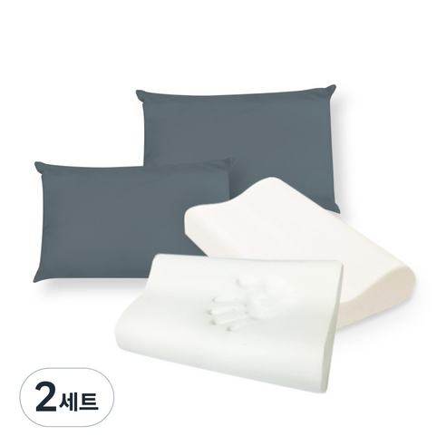 리브맘 고밀도 메모리폼 베개 2p + 커버 2p, 데일리차콜, 2세트