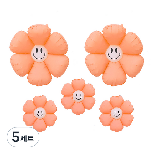 피앤비유니티 무광마카롱 스마일 데이지풍선 세트, 12, 5세트