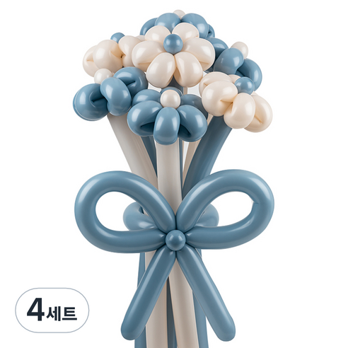 셈퍼텍스 요술풍선 데이지 튤립 꽃다발 만들기 세트, 더스크 크림블루 2색혼합, 4세트