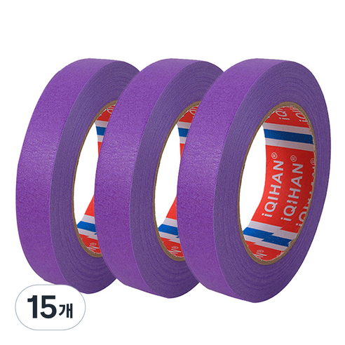 다다 칼라 마스킹 종이테이프 15mm x 15m, 퍼플, 15개