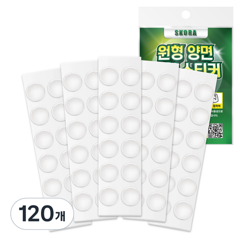 스코라 양면 접착 스티커 투명 20mm, 120개