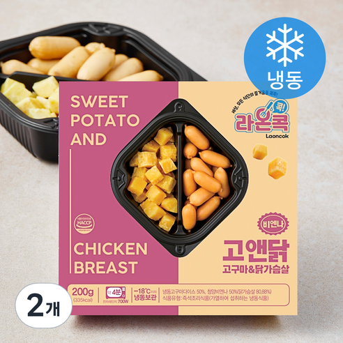 라온콕 고구마 & 닭가슴살 비엔나 (냉동), 200g, 2개
