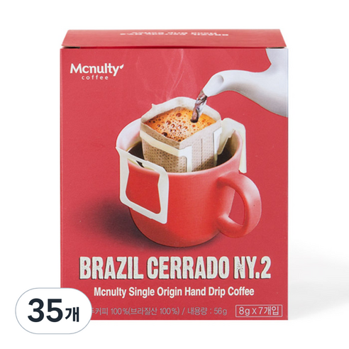 맥널티커피 브라질 세라도 NY2 핸드드립 원두커피, 8g, 7개입, 5개