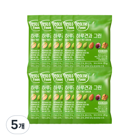 견과공장 하루견과 그린 10p, 200g, 5개