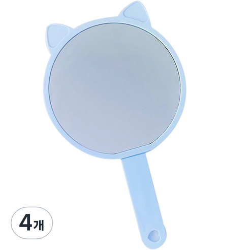 더블제이 브러쉬 2in1 일체형 고양이 손거울, 블루, 4개