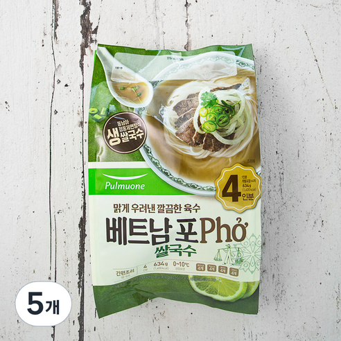 풀무원 베트남 포 쌀국수 4인, 634g, 5개