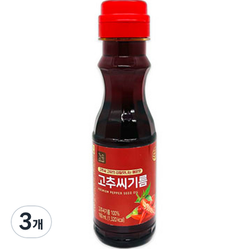 꼬손 고추씨기름, 160ml, 3개