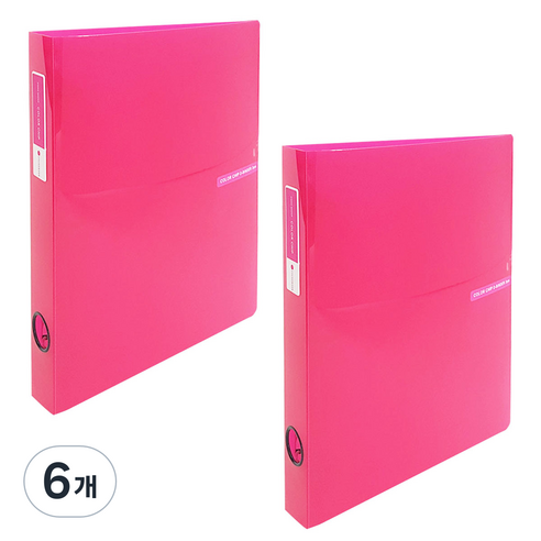 에코청운 투명 칼라칩 3공 D링 바인더 3cm A4, 분홍, 6개