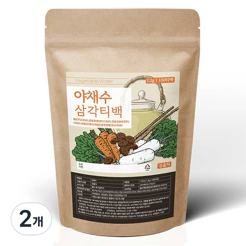 야채수 차 삼각티백, 1.2g, 2개, 100개입