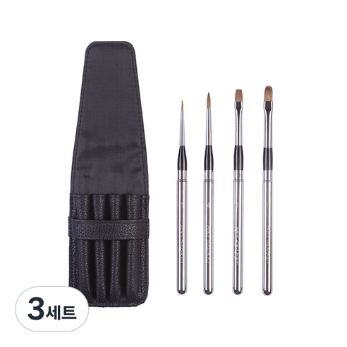 아트시크릿 족제비모 수채화 브러쉬 4종 세트 SP576 + 파우치, 1호R, 4호R, 6호F, 8호, 3세트