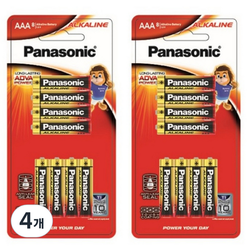파나소닉 알카라인 AAA 건전지, 8개입, 4개