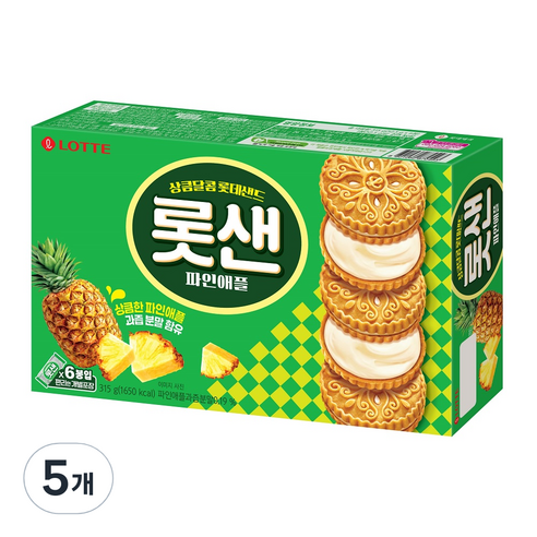 롯데샌드 파인애플 6p, 315g, 5개