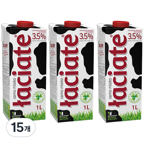 와치아테 멸균우유 3.5%, 1L, 15개