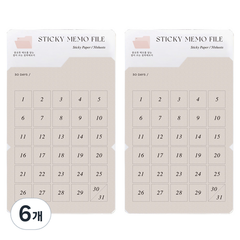 접어 쓰는 스티키 메모파일, 30일, 6개, 1개입